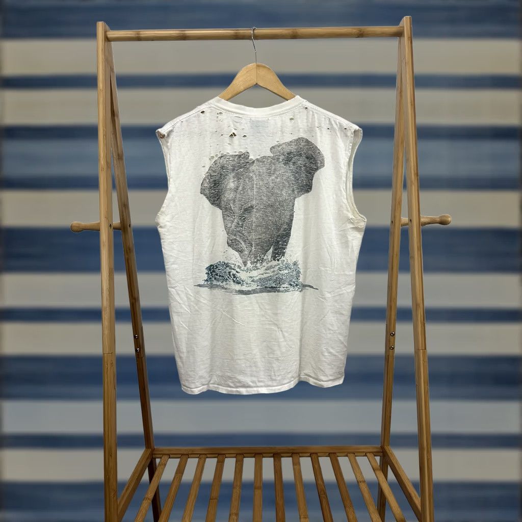 Doublet VTG 90s Harlequin T-Shirt Big Print Elephant Cotton Cream L Mens Distressed Grunge Thrashed Worn Cotton Shirt Size US L / EU 52-54 / 3 - 1 Thumbnail