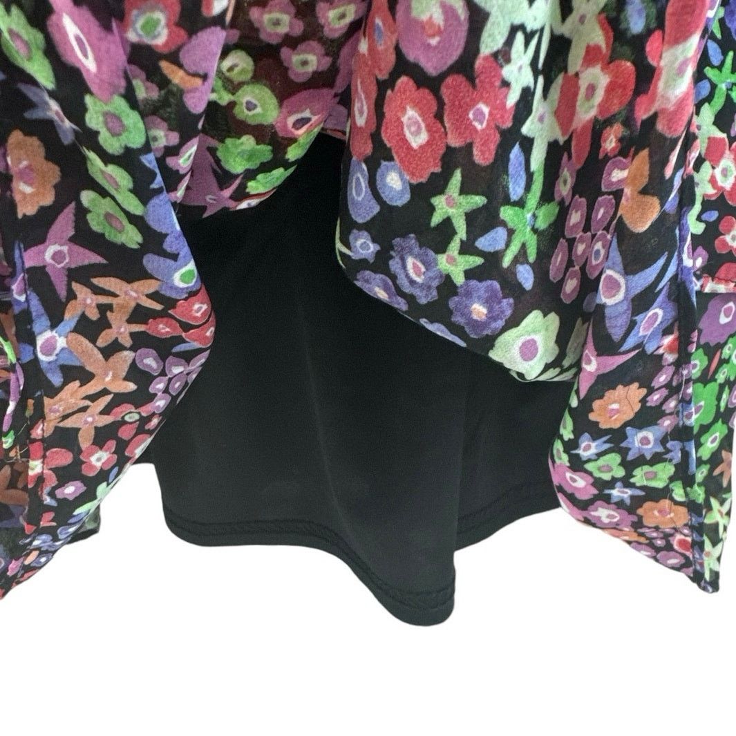 Zara Zara Black Floral Long Sleeve Mini Dress Bodycon women sz S Size S / US 4 / IT 40 - 4 Thumbnail