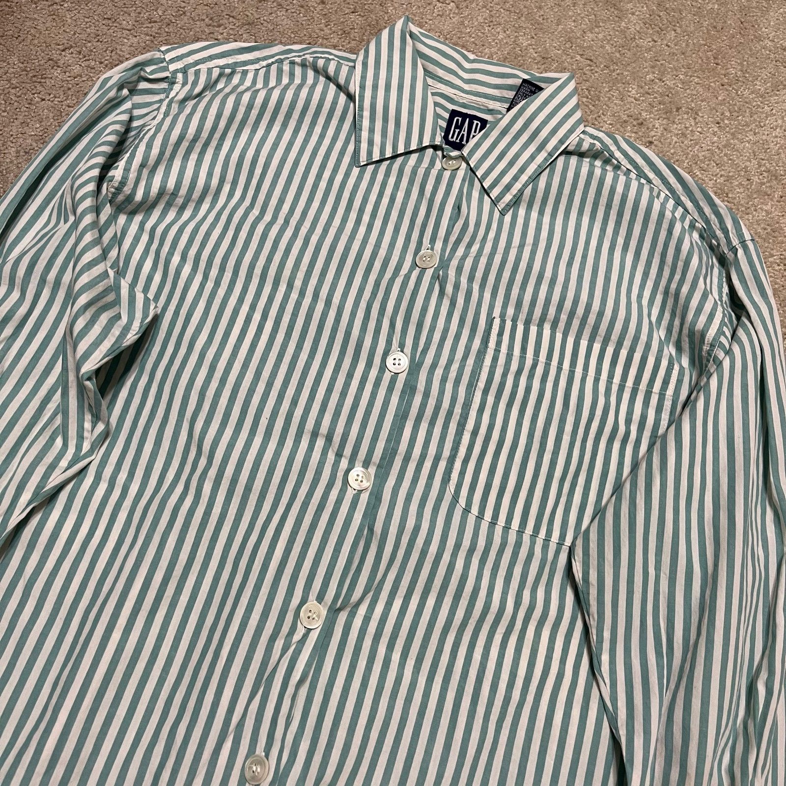 Gap Gap Green/White Striped Preppy Button Up Small Size US S / EU 44-46 / 1 - 1 Thumbnail