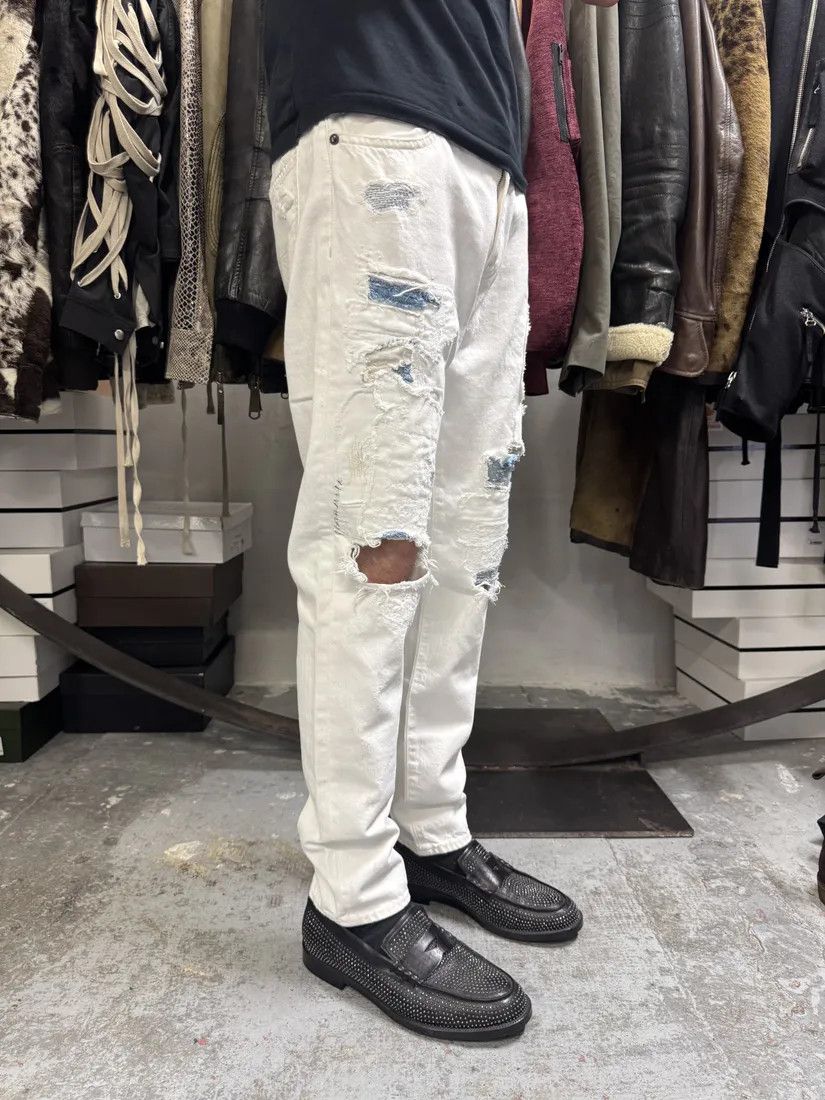 Designer × Polo Ralph Lauren × Vintage 2000s Ralph Lauren White Distressed Slim Denim Jeans Size US 32 / EU 48 - 3 Thumbnail
