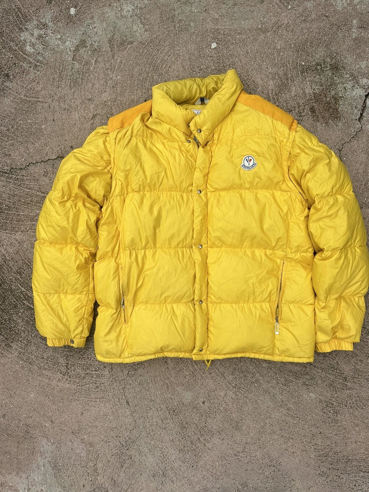 Moncler Down Jacket Vest Yellow Vintage 1990s Grenoble