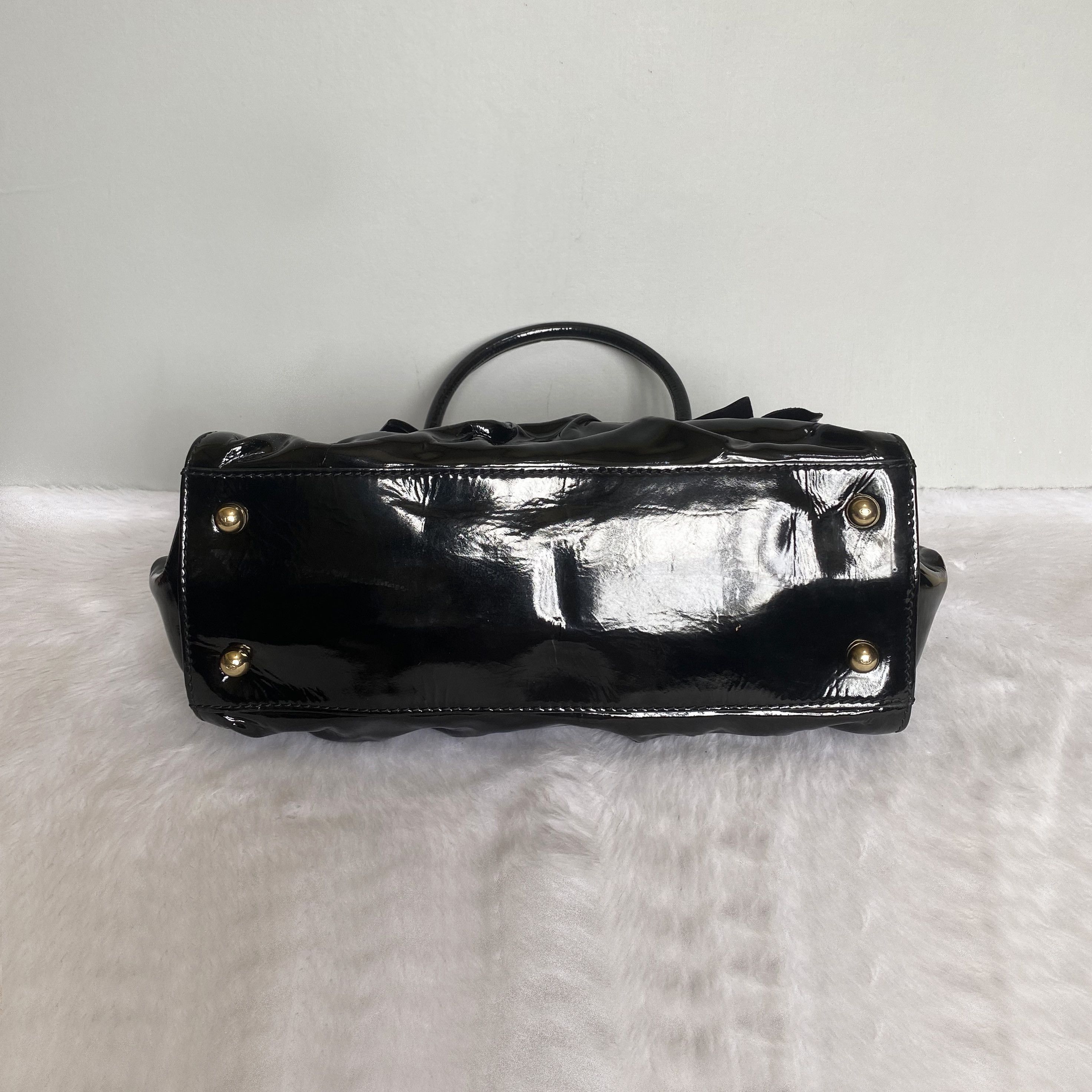 Valentino × Vintage Vintage Black Bow Patent Leather Top Handle Satchel Bag Size ONE SIZE - 6 Thumbnail