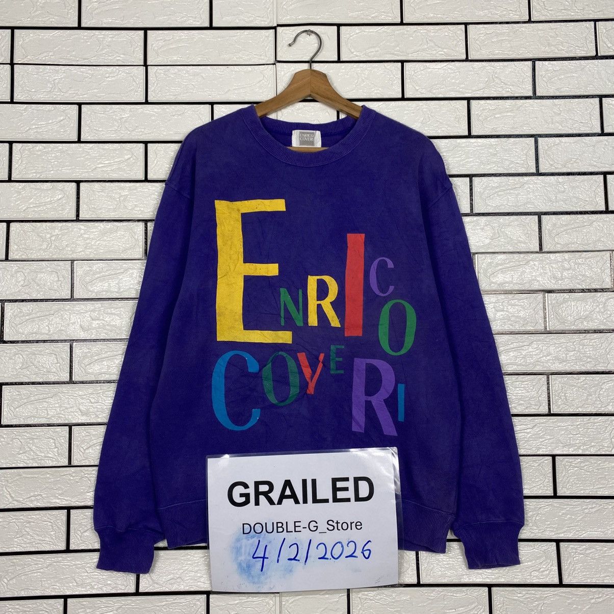 Enrico Coveri 📌Vintage Sweatshirt Crewneck Enrico Coveri Embroidery Size US L / EU 52-54 / 3 - 1 Thumbnail