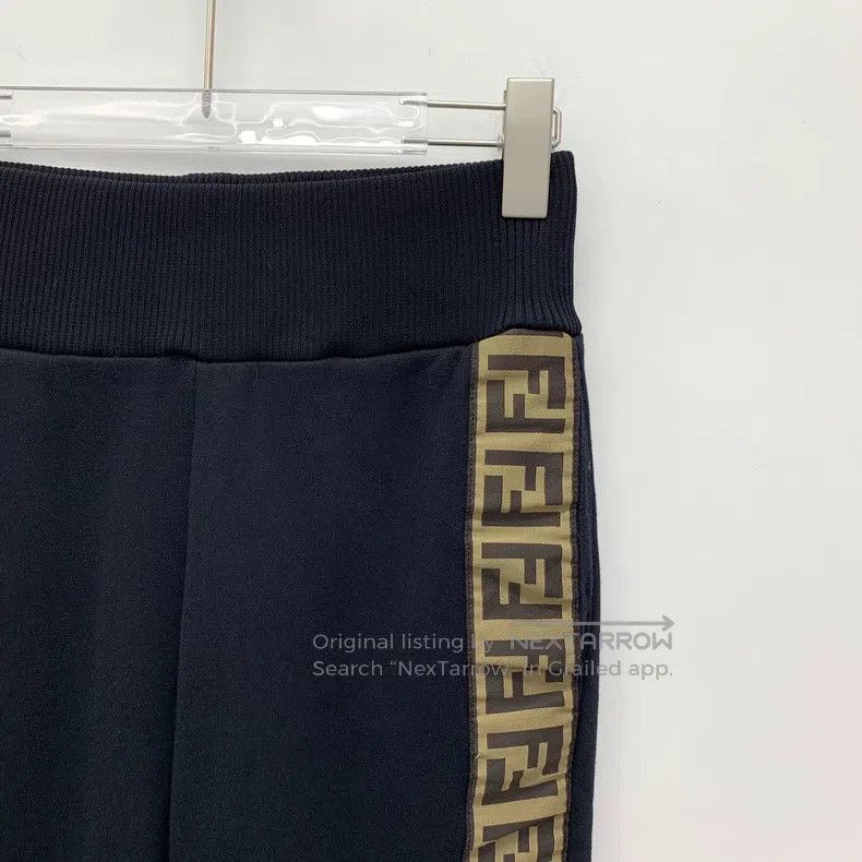 Fendi Fendi Black Side Logo Letter Cotton Drawstring Casual Spor Size 25" / US 0 / IT 36 - 3 Thumbnail