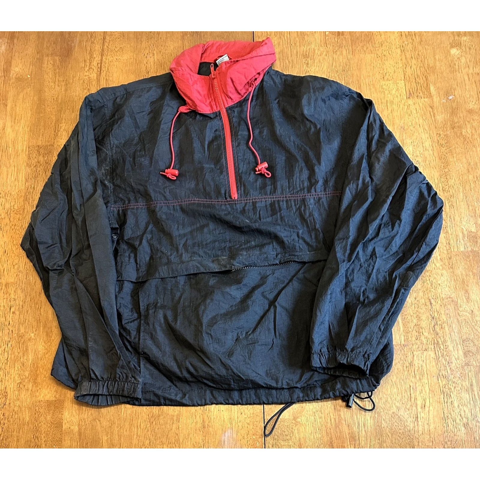 Vintage VINTAGE 90s Windbreaker Jacket 1/4 Zip Large Men Black Nylon Jacket Size US L / EU 52-54 / 3 - 2 Thumbnail