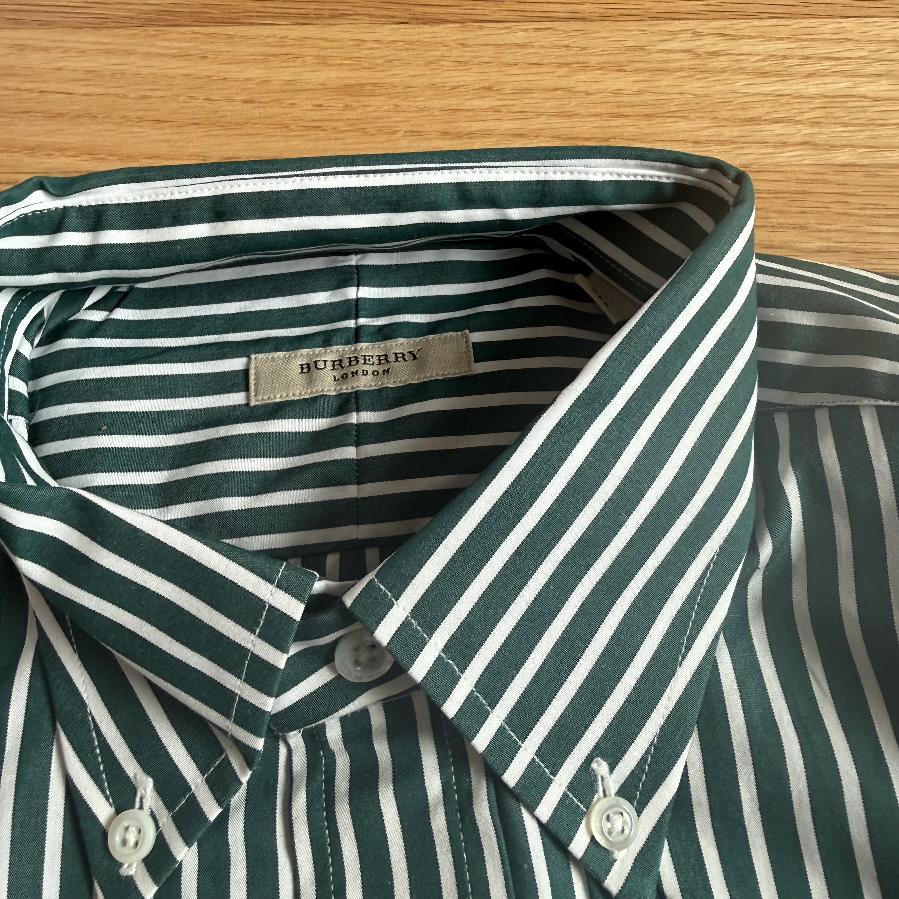 Burberry Burberry London Green Striped Button Down Shirt Size US M / EU 48-50 / 2 - 8 Thumbnail