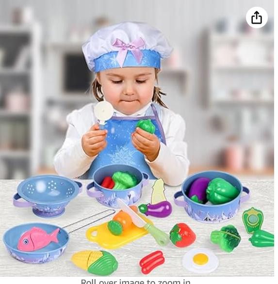 NBDN Nobrandedon Kids Cooking Set Chef Costume, 28Pcs-Apron,Food, Utensils Size ONE SIZE - 7 Thumbnail