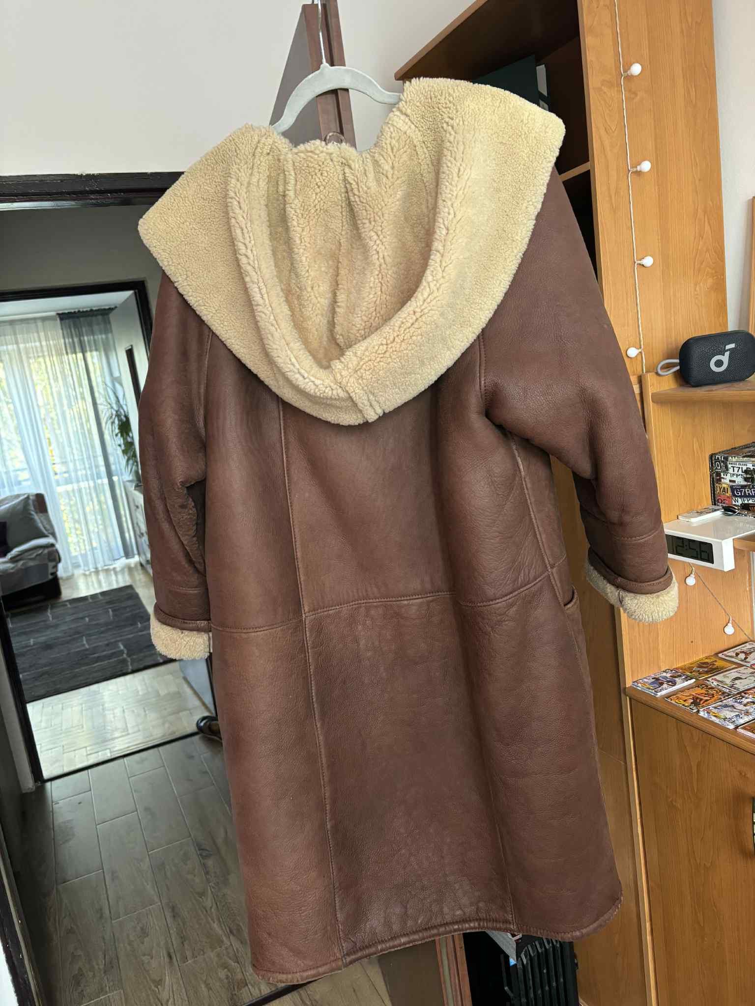 Other burgundy long sheepskin coat women's vintage 1980s natural Size XL / US 12-14 / IT 48-50 - 2 Thumbnail