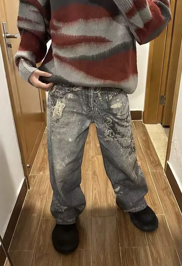 Japanese Brand × Jean Y2K 3D-Printed Chain Graphic Blue Baggy Jeans Size US 33 - 7 Thumbnail