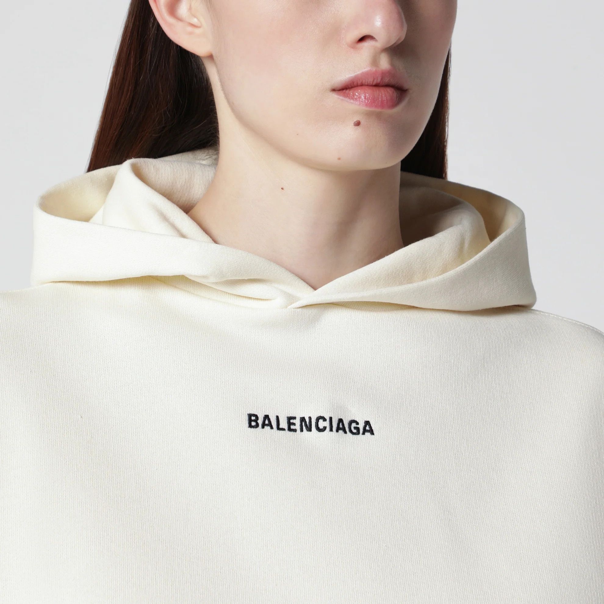 Balenciaga o1d2blof0426 Medium-fit Embroidered Hoodie in Cream Size M / US 6-8 / IT 42-44 - 4 Thumbnail