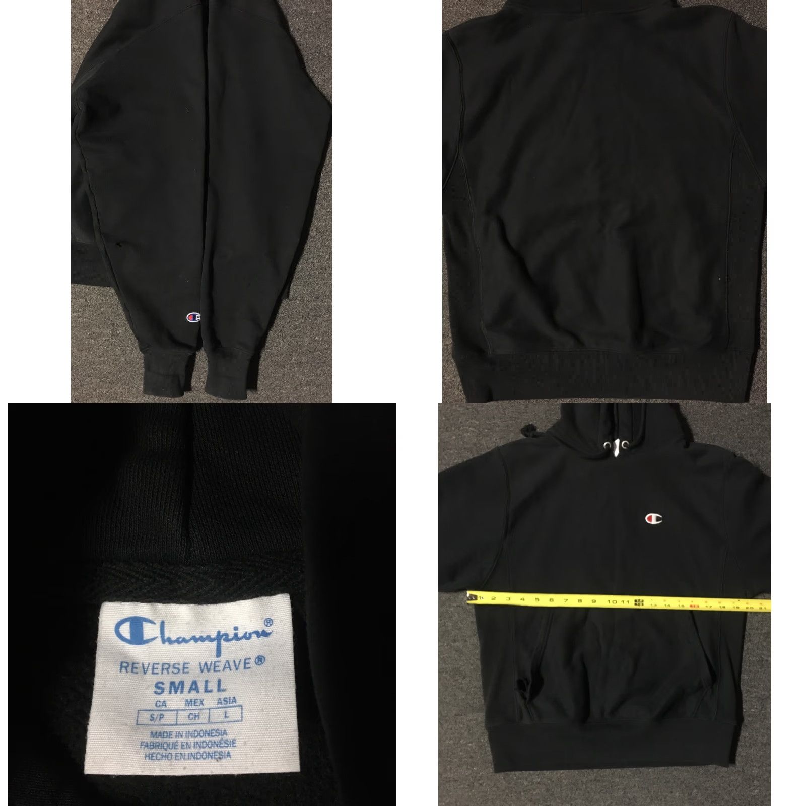 Champion Champion Hoodie S Black Distressed Faded Reverse Weave Grunge Surf Skate Track 90s Vintage Mens Size US S / EU 44-46 / 1 - 8 Thumbnail