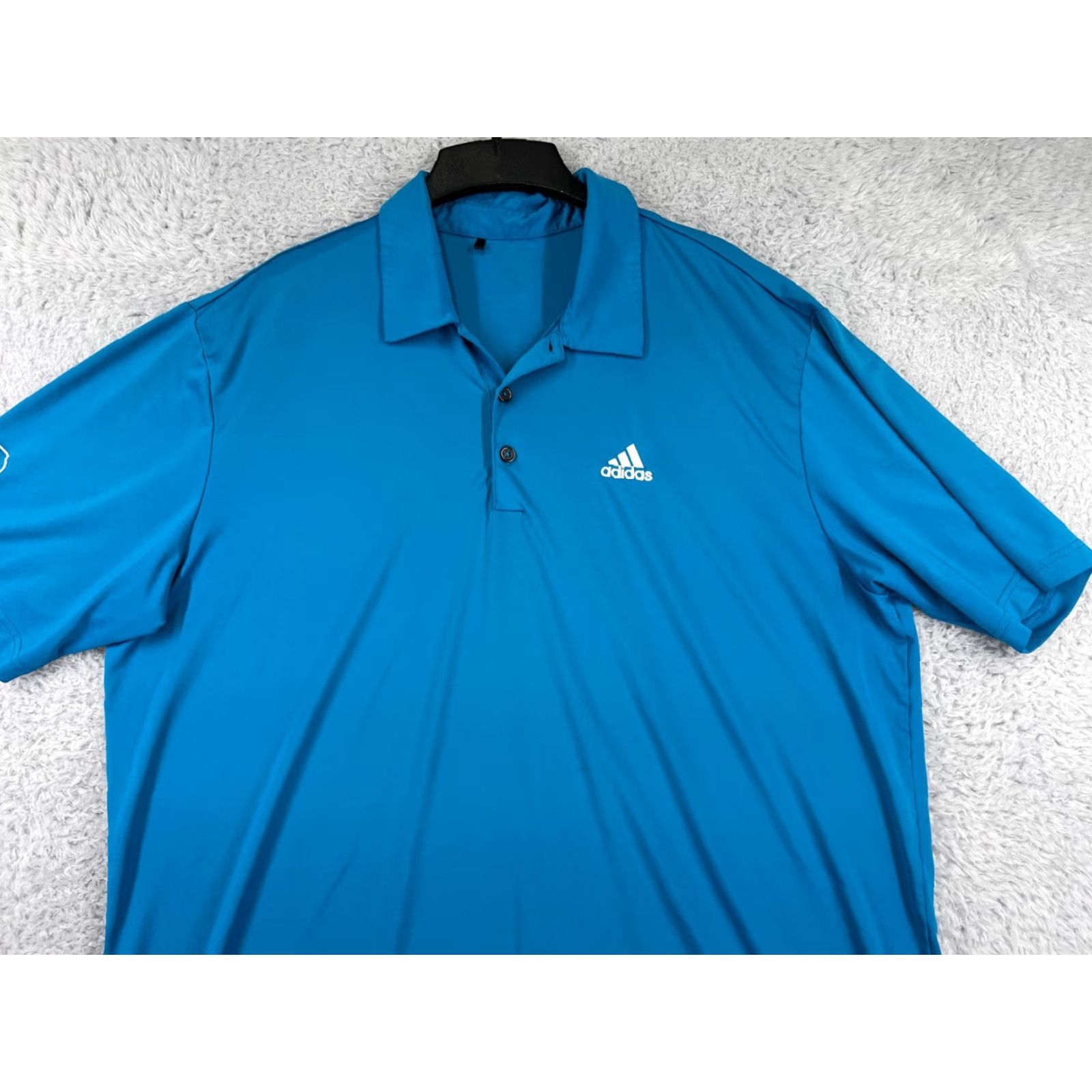Adidas ADIDAS Polo Shirt Mens XL Blue Solid Short Sleeve Golf Athletic 100% Polyester Polo Men Size US XL / EU 56 / 4 - 3 Thumbnail