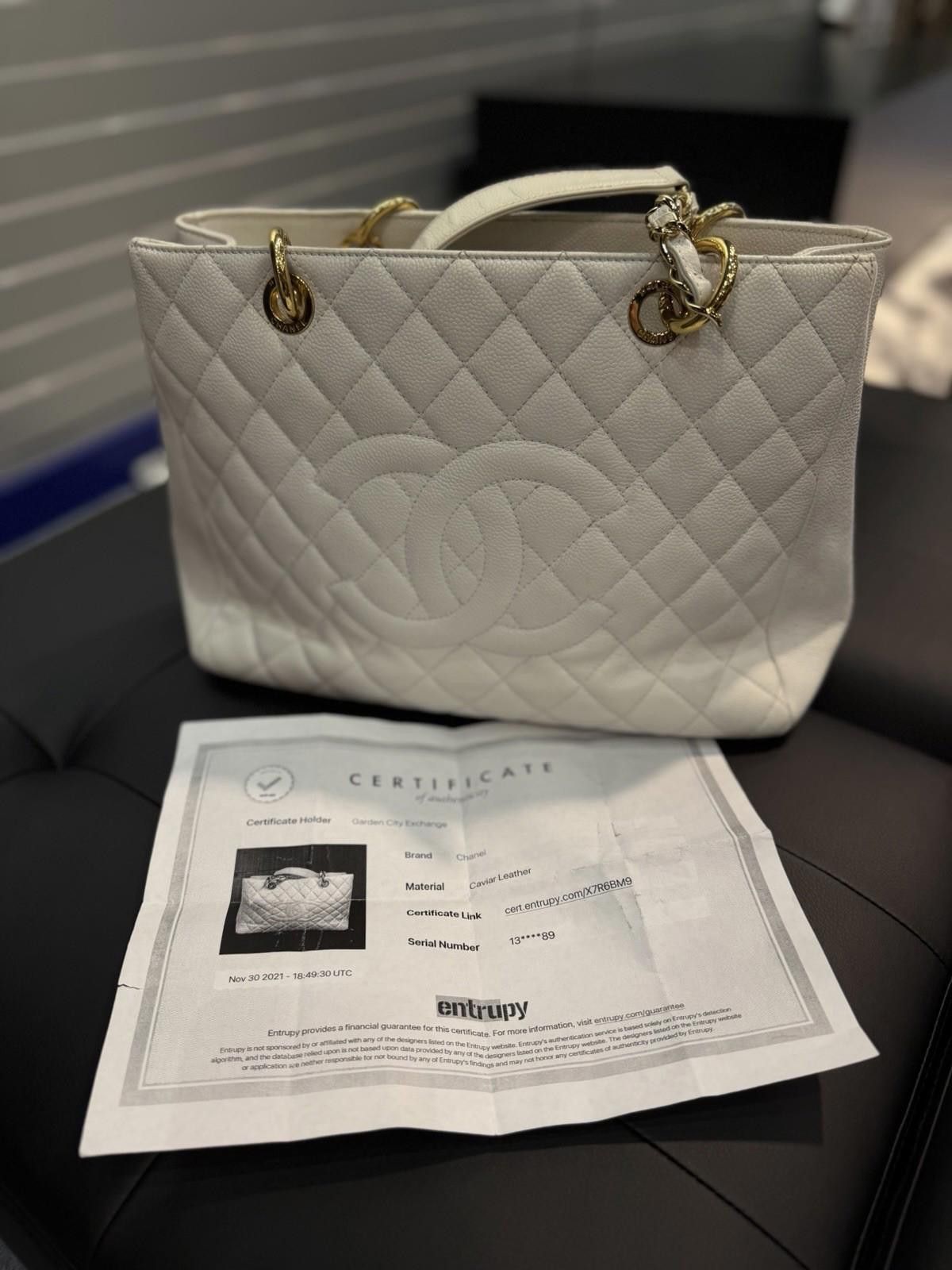 Chanel CHANEL CAVIAR QUILTED LARGE SHOPPING TOTE SHOULDER BAG WHITE Size ONE SIZE - 3 Thumbnail
