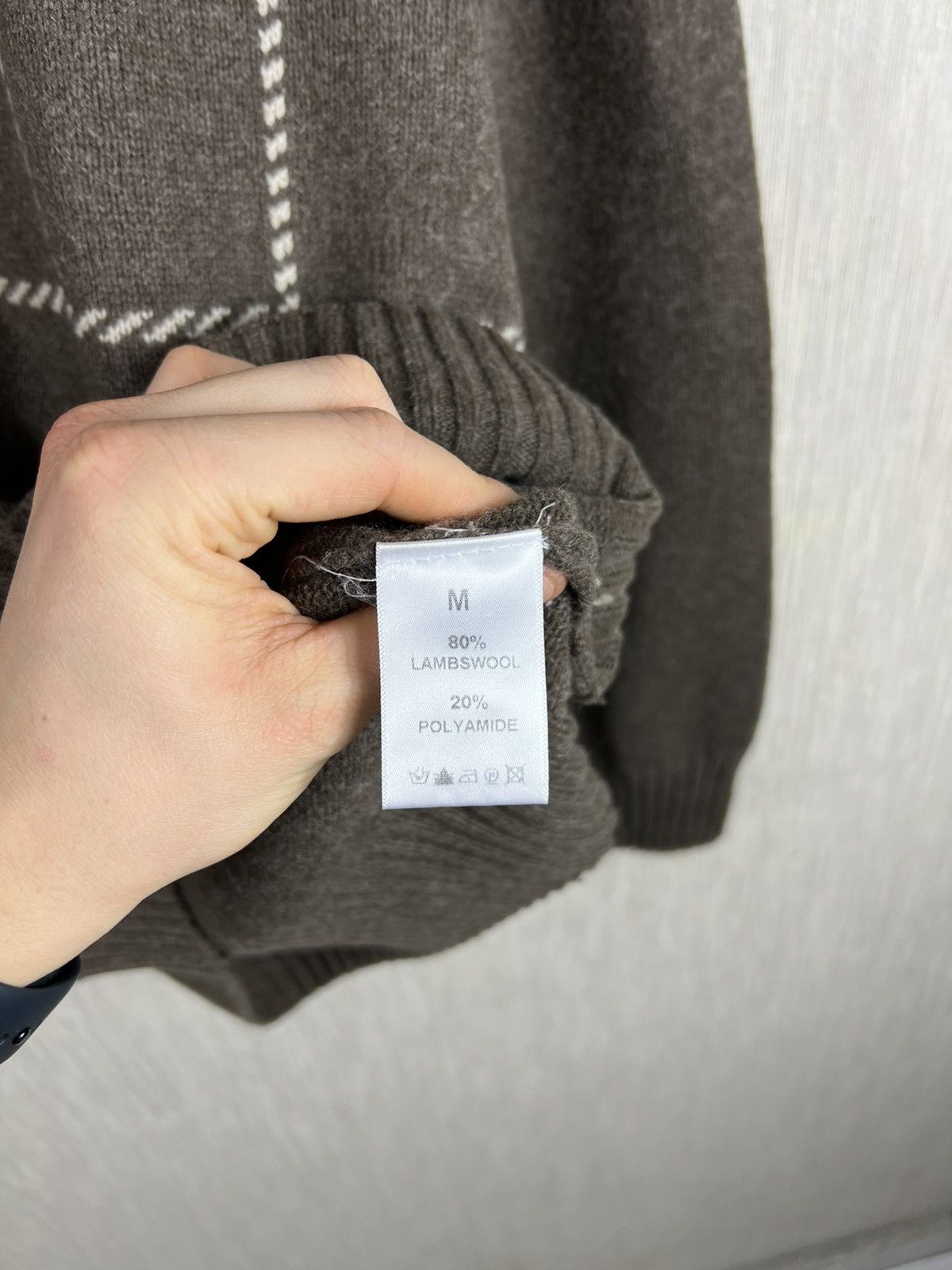Balmain Vintage 90s Balmain wool checkered knit sweater cord knitted Size US M / EU 48-50 / 2 - 14 Thumbnail