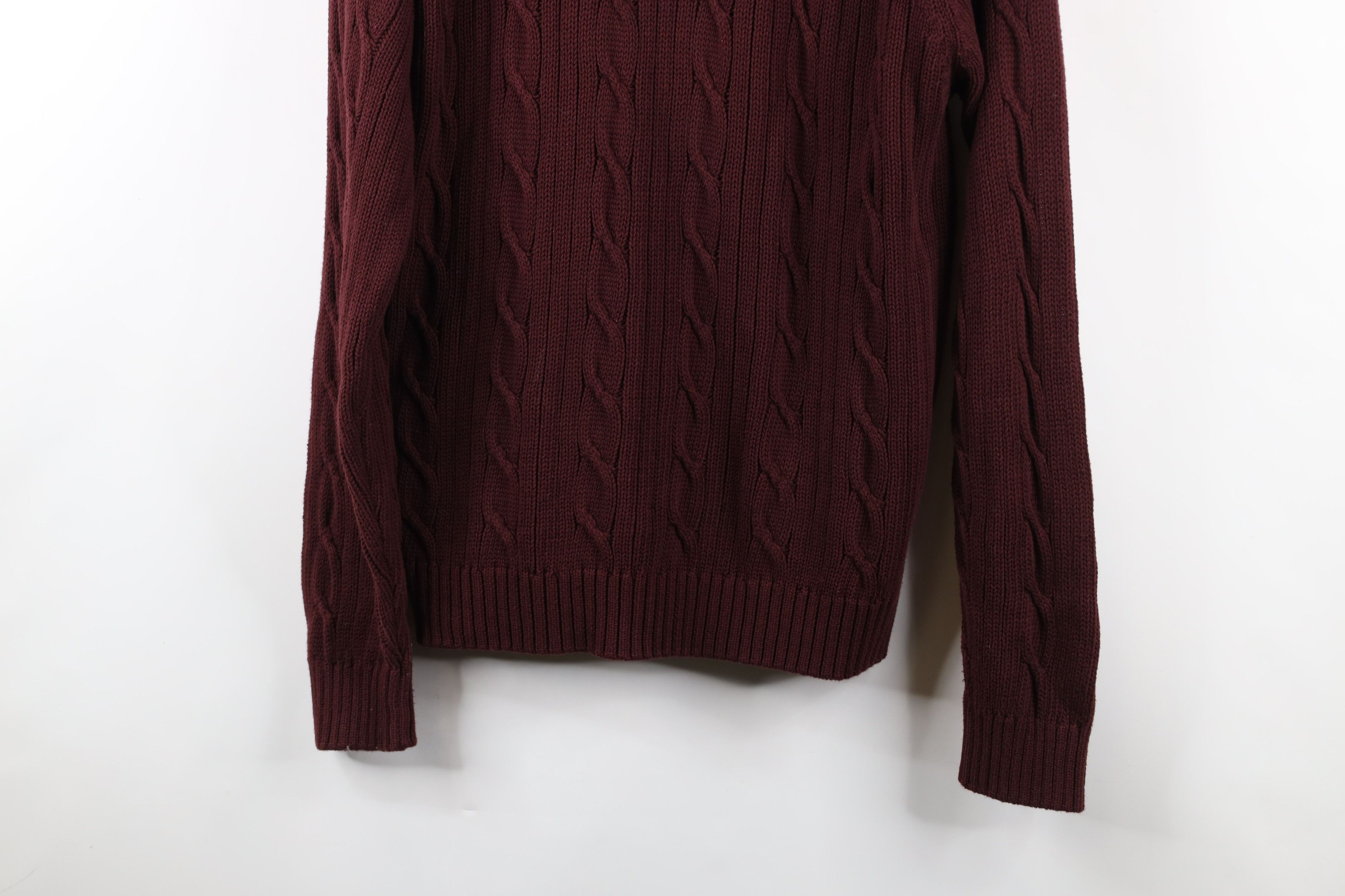 Vintage Vintage 90s Streetwear Ribbed Cable Knit Sweater Burgundy Size US L / EU 52-54 / 3 - 3 Thumbnail