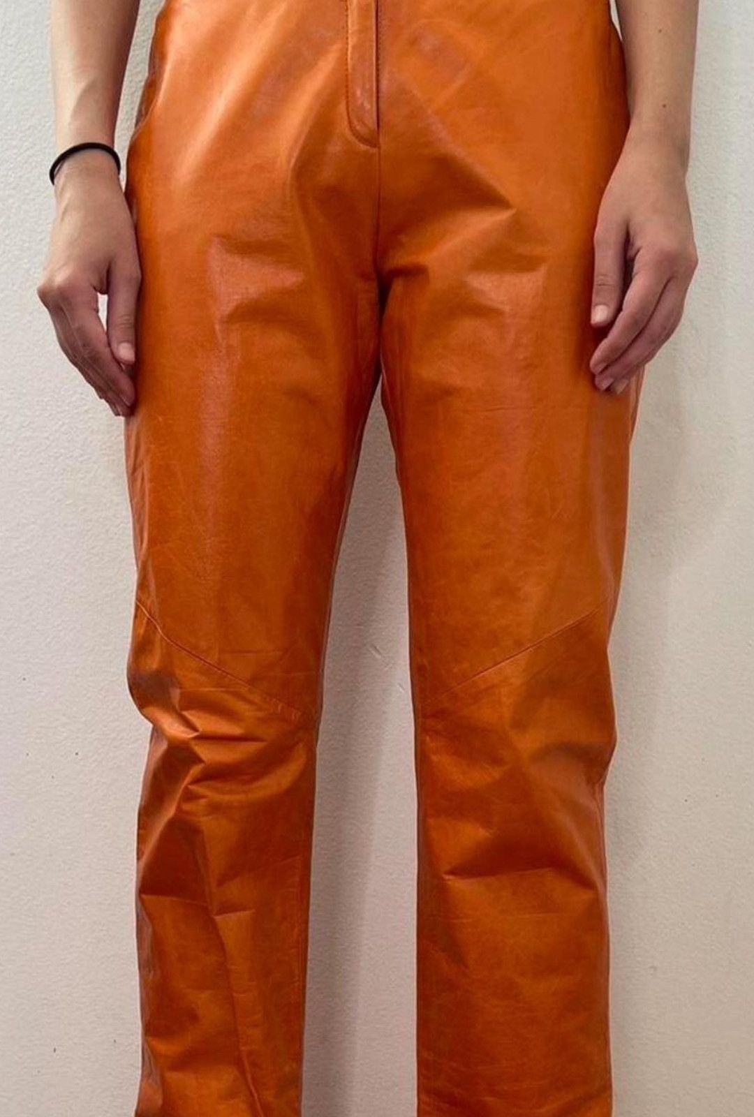 Vintage Orange genuine leather pants Size 27" / US 4 / IT 40 - 2 Thumbnail
