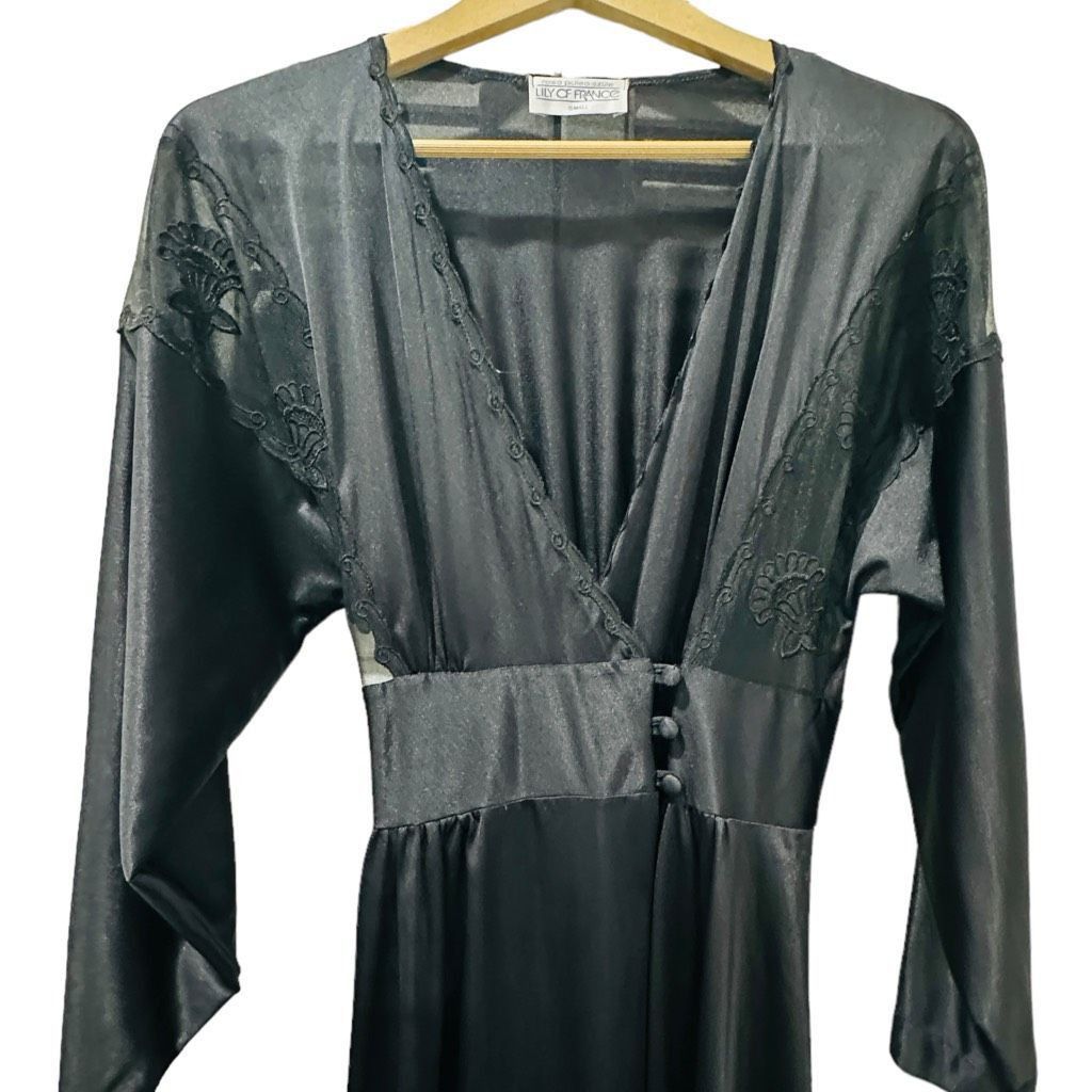 Vintage LILY OF FRANCE Rosa Puleo-Szüle Vintage Black Lace Wrap Nigh Size S / US 4 / IT 40 - 3 Thumbnail