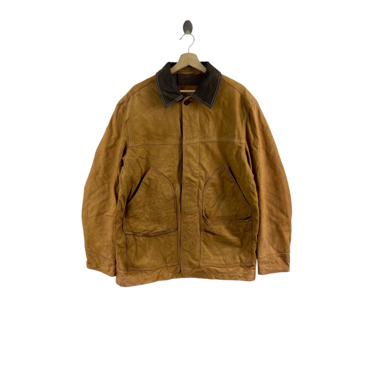 Timberland Vintage TIMBERLAND Heavy Brown Chore Leather Jacket Size US L / EU 52-54 / 3 - 1 Thumbnail