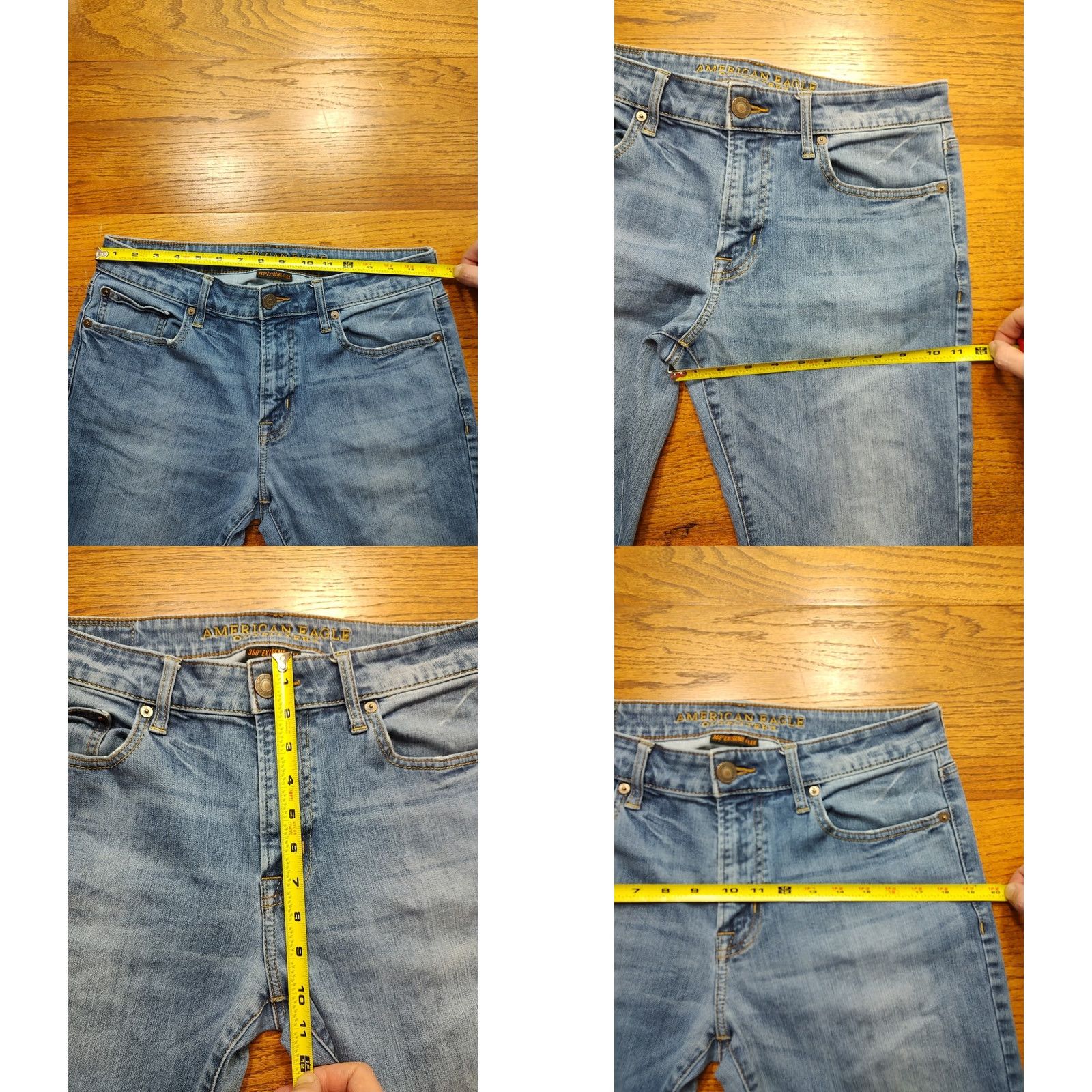 American Eagle Outfitters American Eagle Jeans Mens Slim Straight 32x32 Blue Denim 5-Pocket Logo Zipper Next Level Flex Slimming Stretch Regular Rise 10in Natural Light Wash Size US 32 / EU 48 - 8 Thumbnail