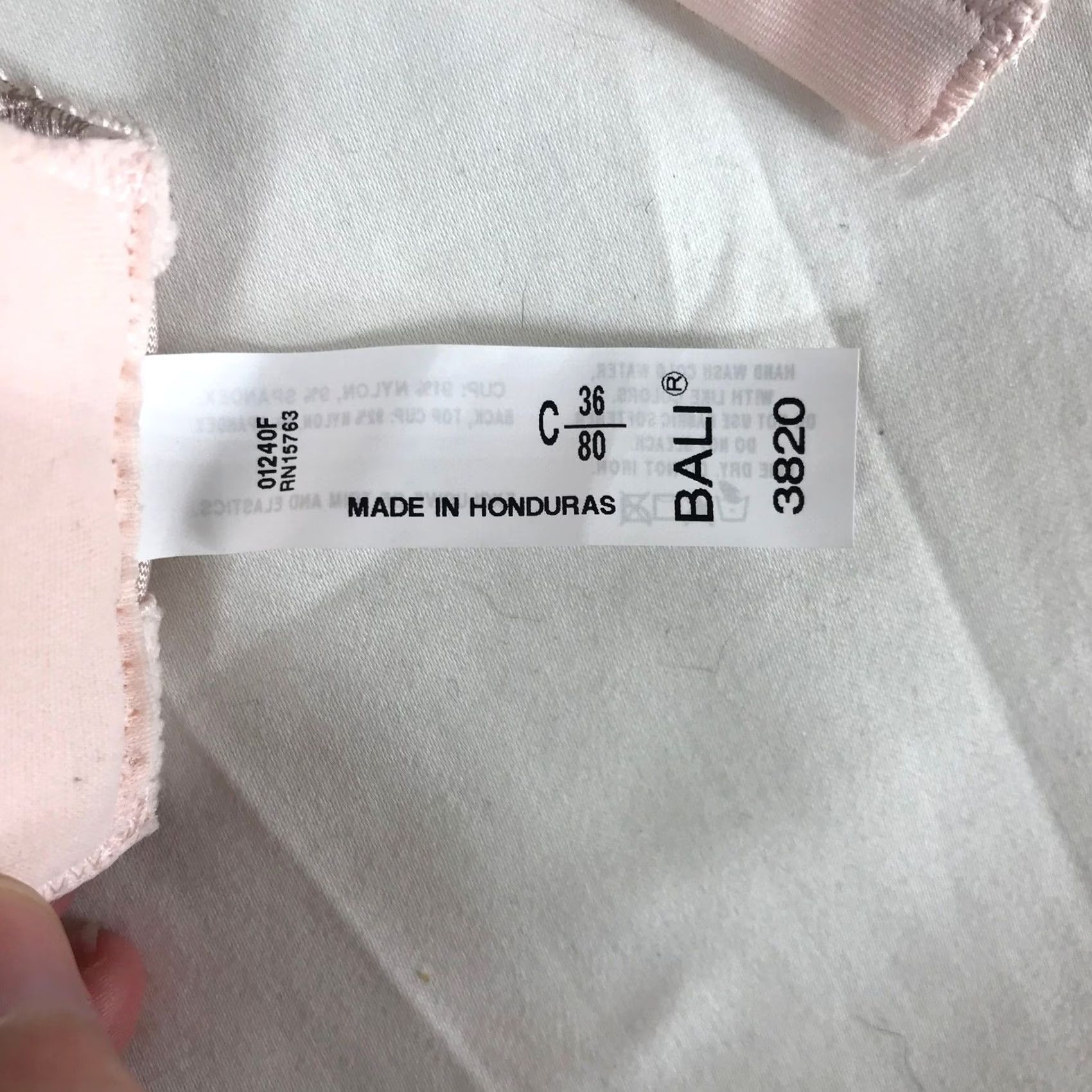 Vintage Bali Double Support Wirefree Bra 3820 Pink Lace Jacquard 36C Womens Size ONE SIZE - 6 Thumbnail