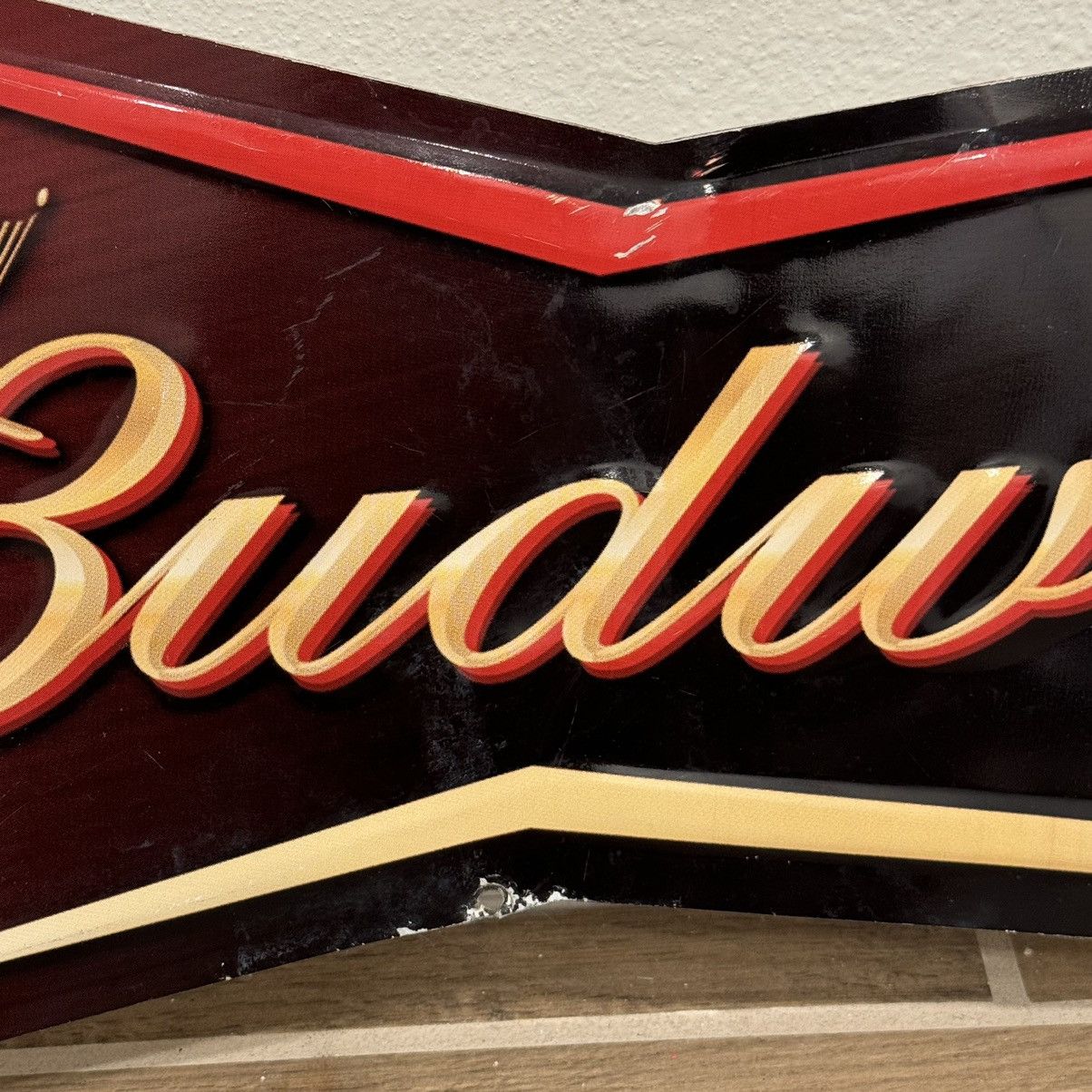 Budweiser × Vintage 2005 Budweiser Bowtie |31x10in| Beer Tin Bar Sign Man Cave Size ONE SIZE - 7 Thumbnail