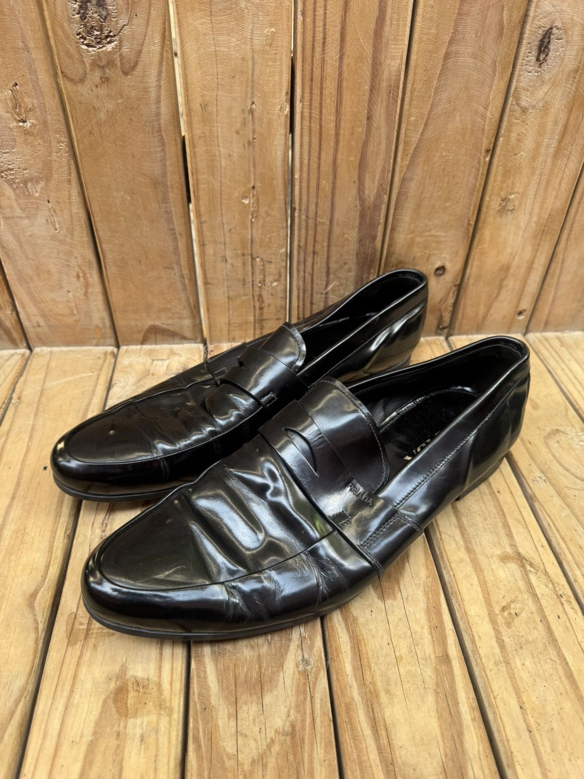 Prada Prada Men’s Penny black Leather Loafers Size Uk 9.5 USA 10.5 Size US 10.5 / EU 43-44 - 17 Thumbnail