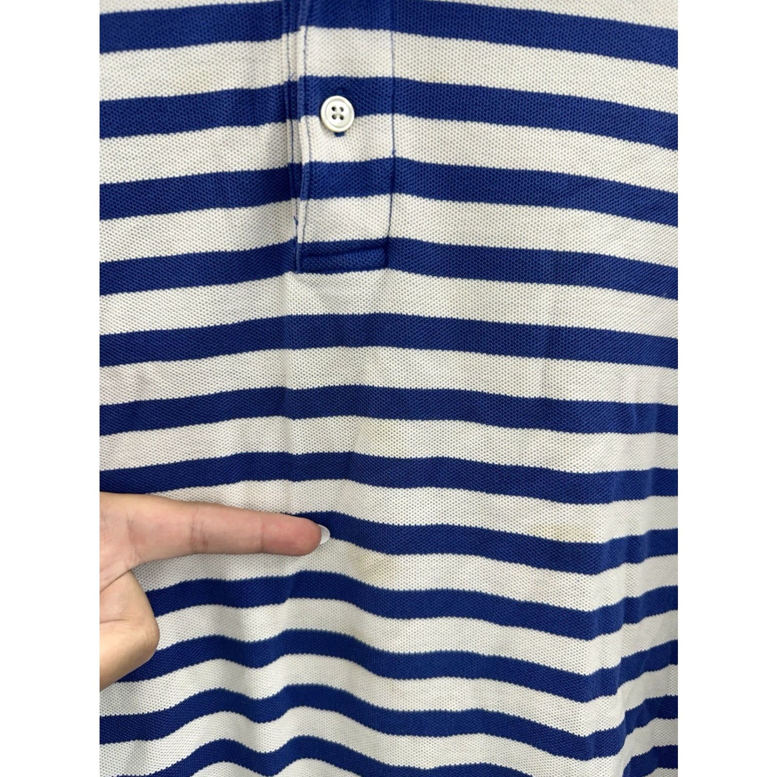 Vintage L.L. Bean Mens Polo Shirt Size XL Blue White Stripped Short Sleeve Collard VTG Size US XL / EU 56 / 4 - 2 Thumbnail