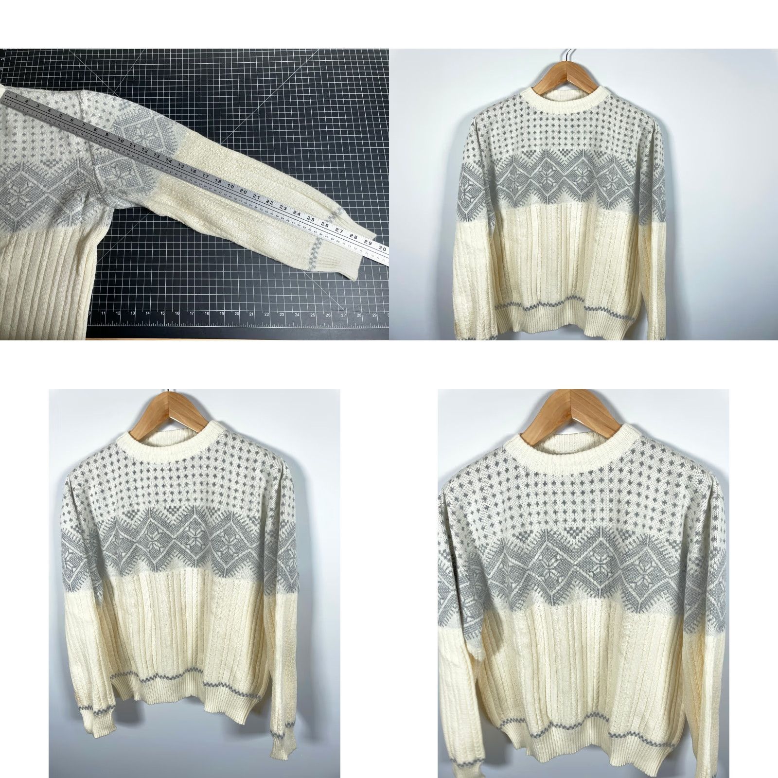 Vintage VINTAGE Rob Winter Sweater Shirt XL Ivory Geometric Knit Crew Neck Men Snowflake Pattern 90s Ski Acrylic Size US XL / EU 56 / 4 - 8 Thumbnail