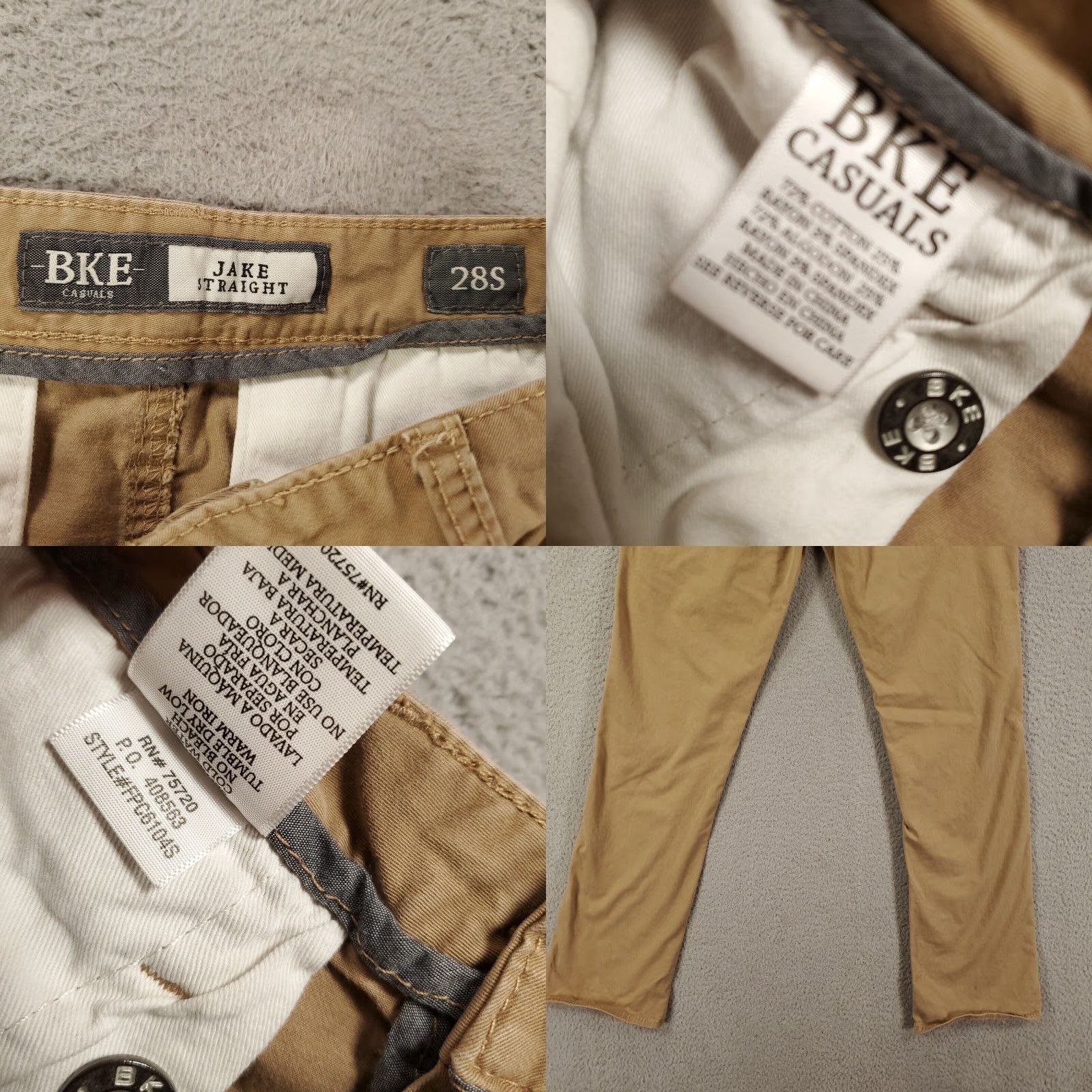 Vintage BKE Pants Mens 28S Jake Straight Tan Chino Stretch Flex 28S 28x29 Pants Casual 5-Pocket Buckle Bke Classic Size US 28 / EU 44 - 8 Thumbnail