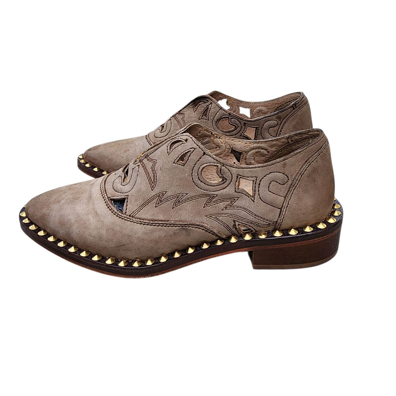 Free People Free People Twin Falls Leather Studded Cowgirl Loafers 36 Size US 5.5 / IT 35.5 - 9 Thumbnail