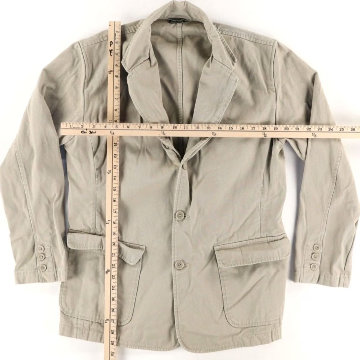 Eddie Bauer Eddie Bauer Chino Blazer Jacket Khaki Men's M Shirt Long Sleeve Collared Solid, 20in Chest, 30in Length, Relaxed Fit Size 40R - 3 Thumbnail