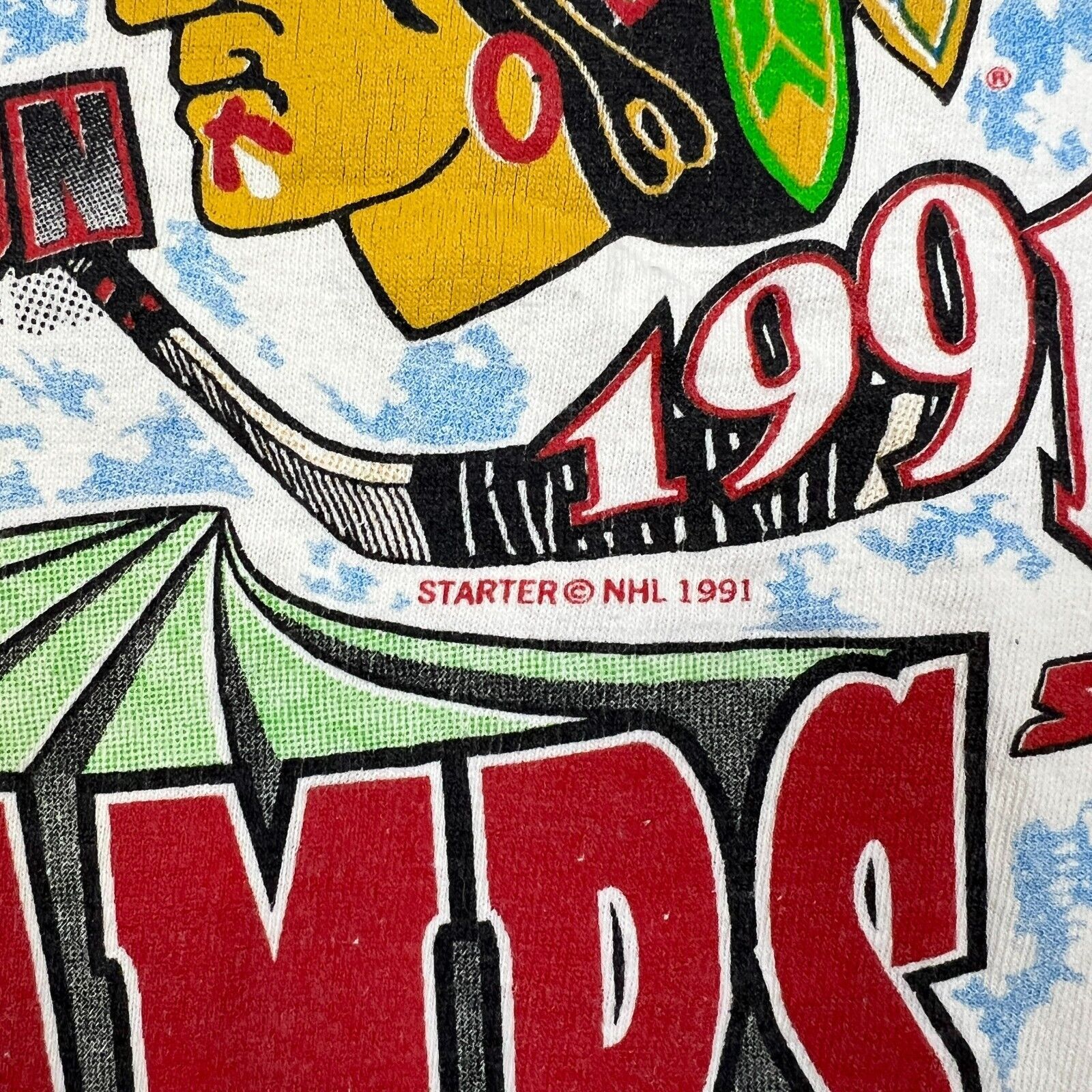 NHL × Starter × Vintage VTG 1991 Starter Chicago Blackhawks T Shirt NHL Hockey Tee Size US L / EU 52-54 / 3 - 3 Thumbnail