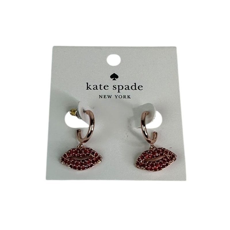 Kate Spade Kate Spade Kiss Kiss Pave Lips Huggies Earrings Size ONE SIZE - 2 Thumbnail