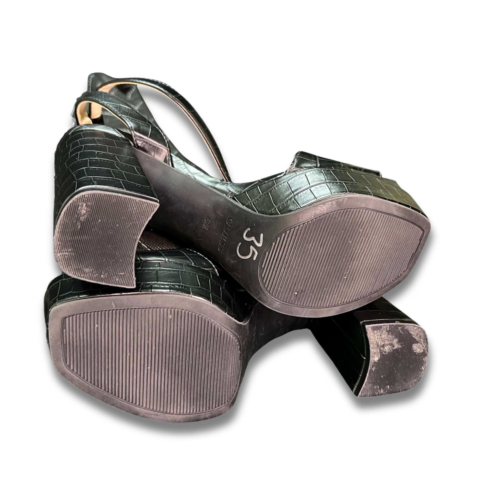 Guess Guess Black Crocodile-Embossed Platform Sandals With Block H Size US 6 / IT 36 - 6 Thumbnail
