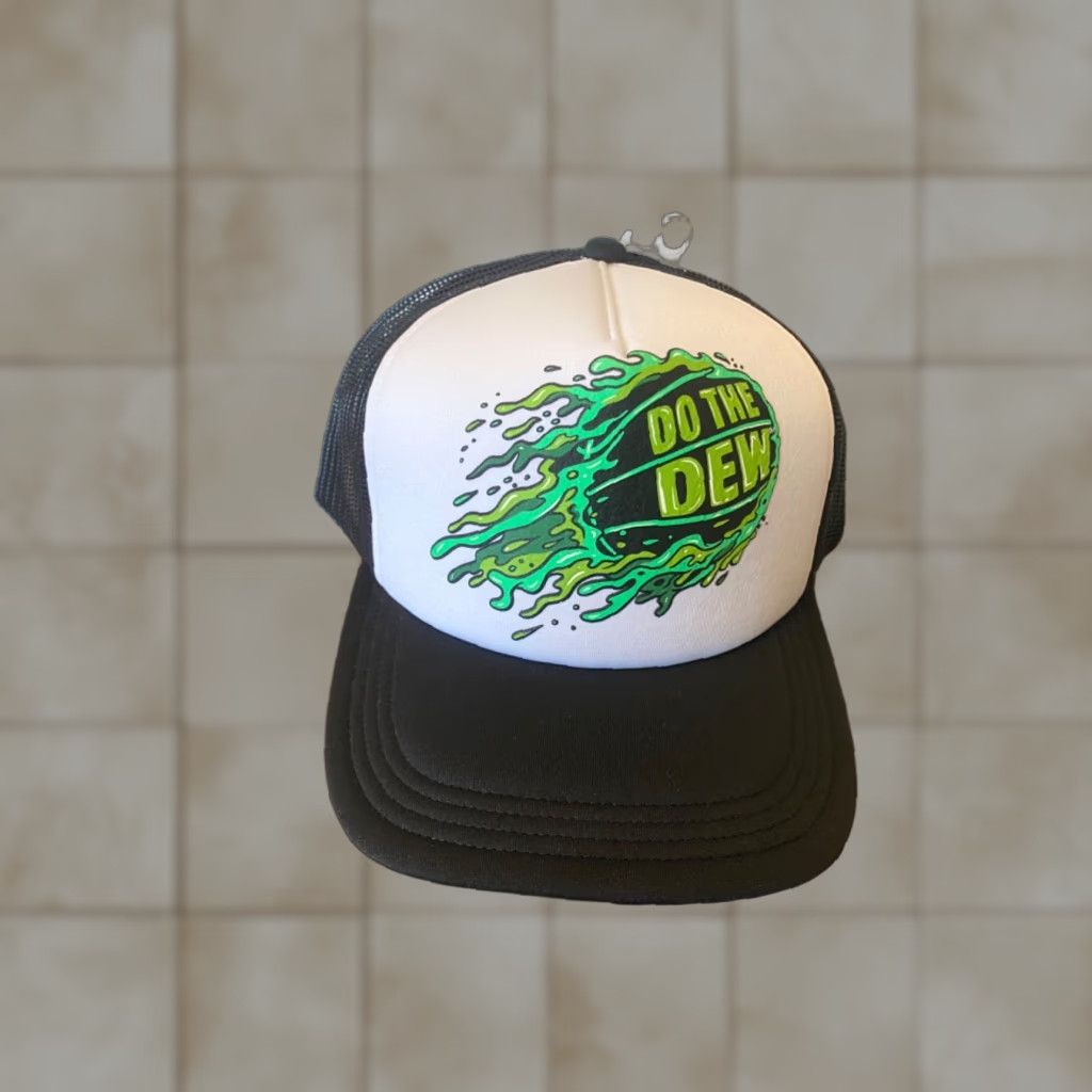 Lids VINTAGE Mountain Dew Do the Dew Adjustable Trucker Hat Cap New Size ONE SIZE - 1 Thumbnail