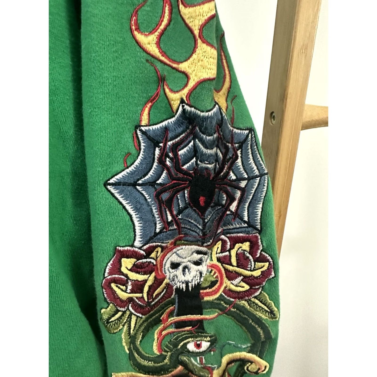 Ed Hardy Mirika VTG Y2K Widow Spider Dagger Flame Ed Hardy Sleeve Graphic Zip Hoodie M Womens Black Full Zip Grunge Fire Web 2000s Size M / US 6-8 / IT 42-44 - 4 Thumbnail