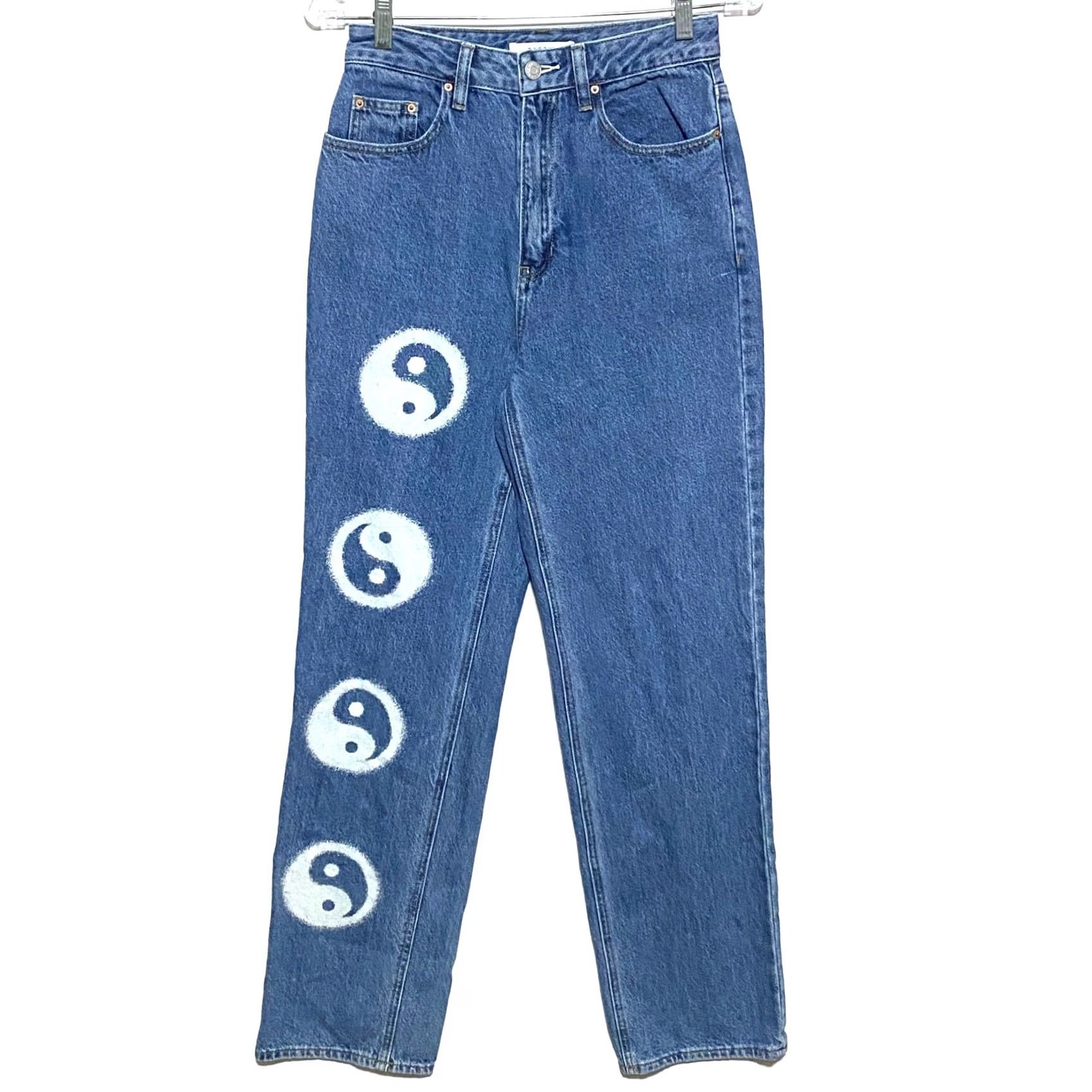 Pacsun PacSun Ying Yang Jeans 90s Boyfriend Womens 26 High Rise Hippie Retro Emo Grunge Blue 5-Pocket Design Jeans Womens Size 26" / US 2 / IT 38 - 2 Thumbnail