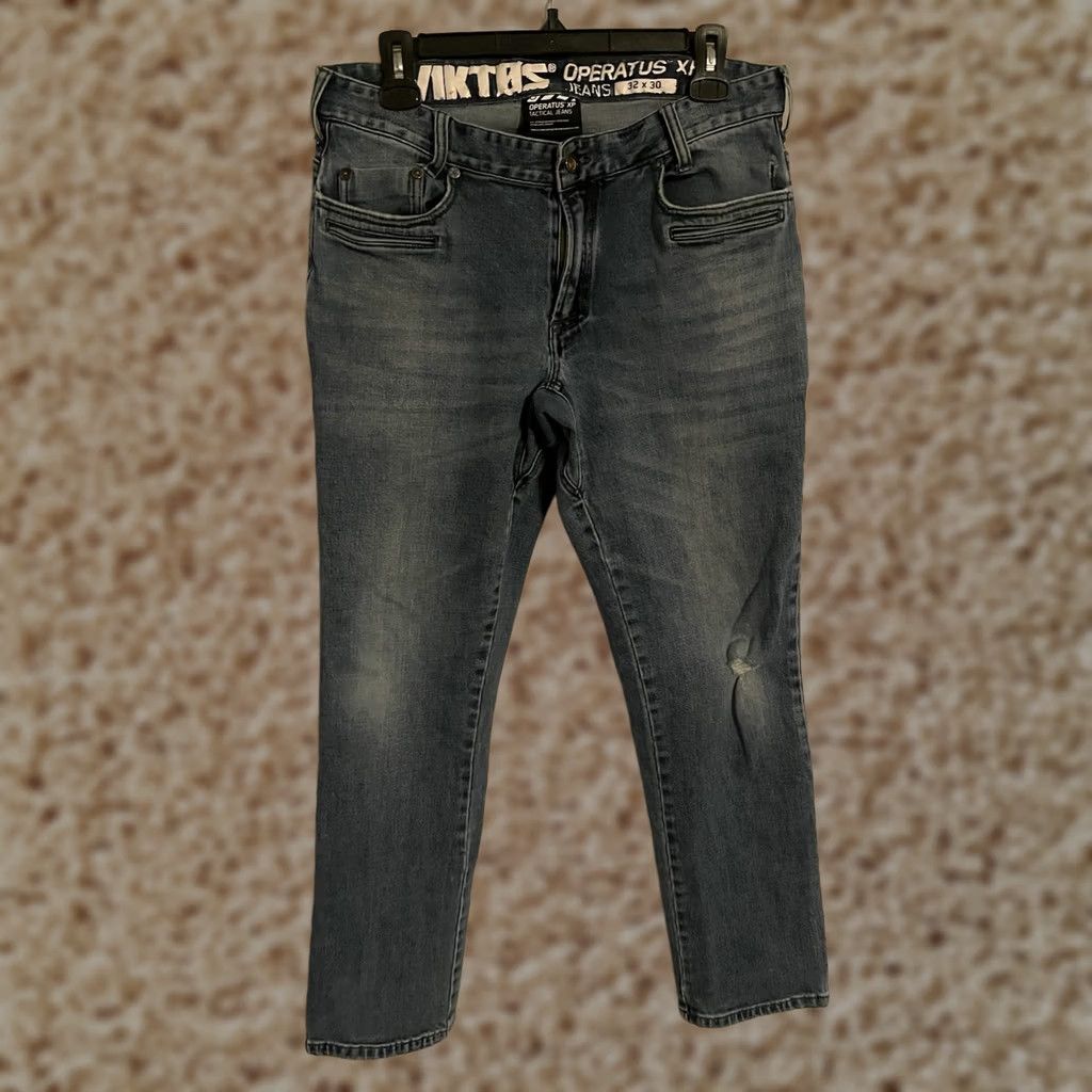 Denime Viktos Jeans XP Operatus Tactical Blue Denim Stretch - Men's 32x30, 32, Blue, Stretch, Distressed, 99% Cotton 1% Spandex Size US 32 / EU 48 - 1 Thumbnail