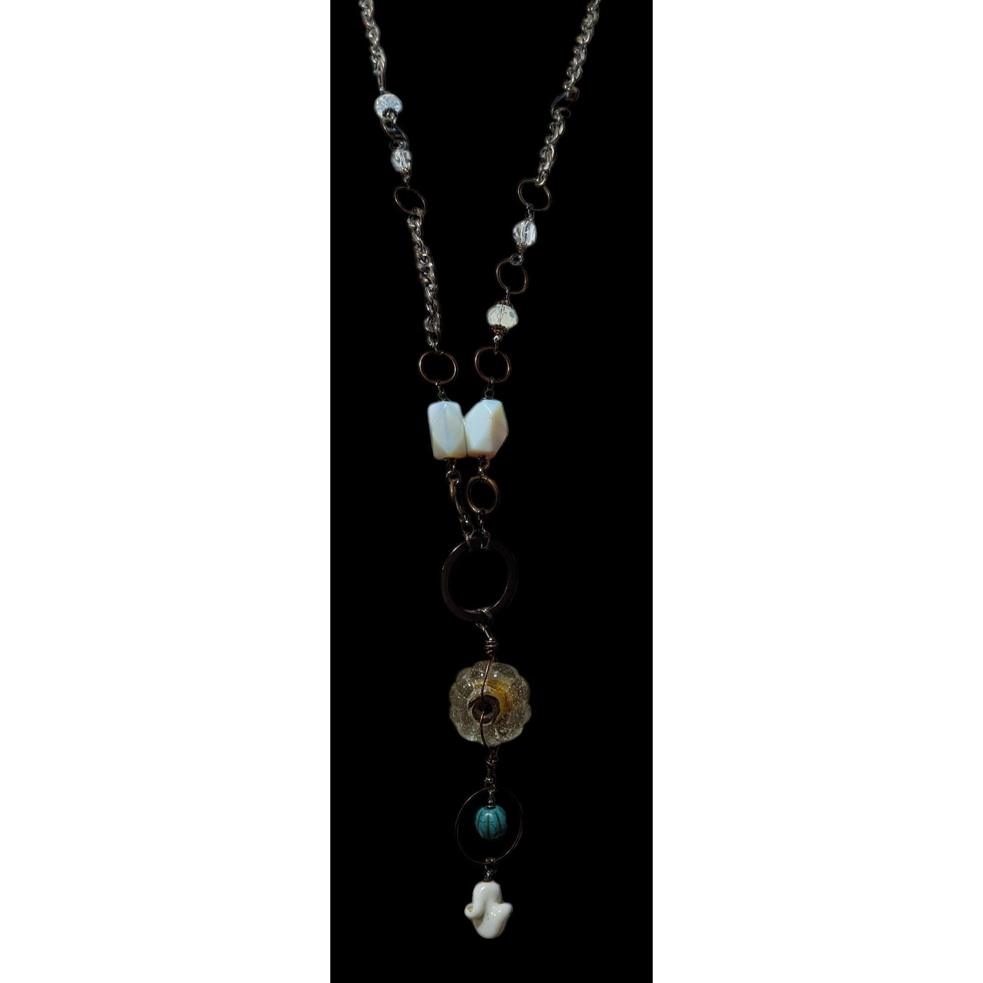 Other Handmade Upcycled Chunky Glass And Moonstone Beaded Chain Ne Size ONE SIZE - 3 Thumbnail