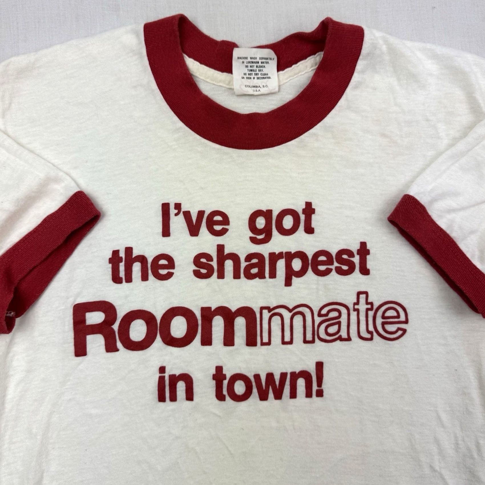 Vintage VINTAGE Funny Roommate Ringer Shirt Adult Medium 1980s Hipster Punk Hippie USA Size US M / EU 48-50 / 2 - 2 Thumbnail