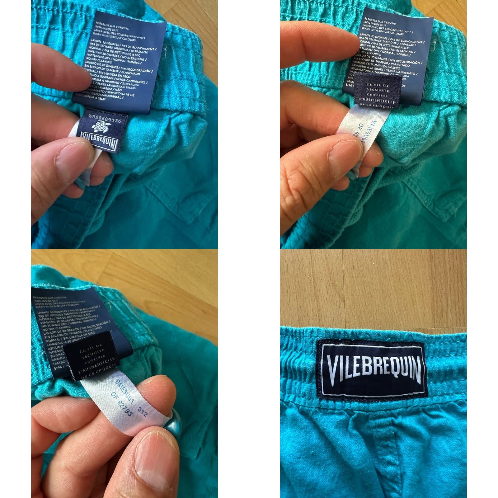 Vilebrequin VILEBREQUIN Mens XXXL Aqua Blue 100% Linen Classic Beach Cargo Shorts RARE Size US 39 - 8 Thumbnail