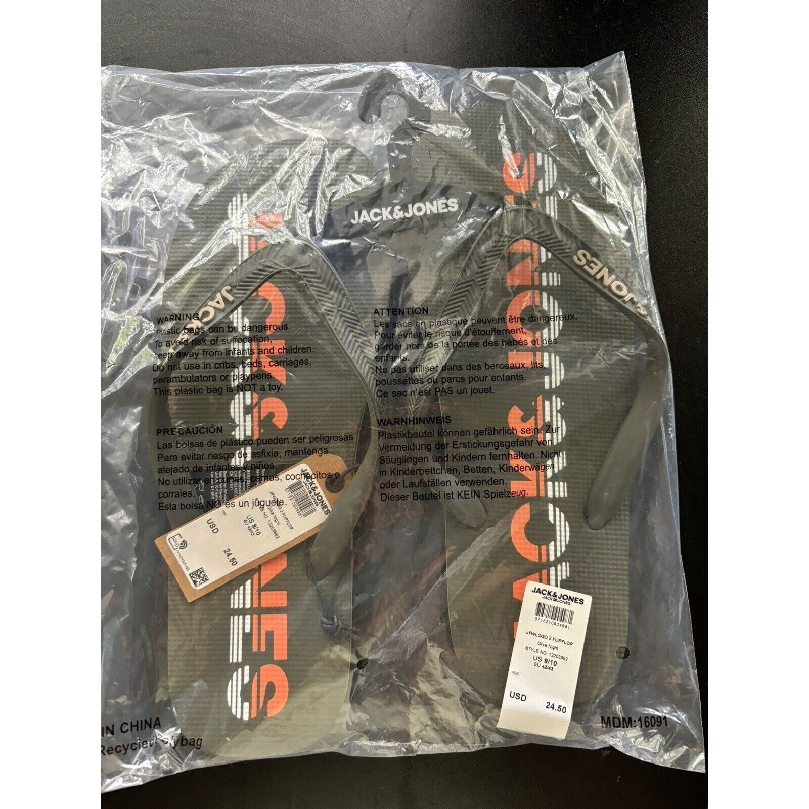 Jack & Jones Men's Flip Flops Jack & Jones Size 9/10 Hunter Green w/tags Size US 10 / EU 43 - 1 Thumbnail