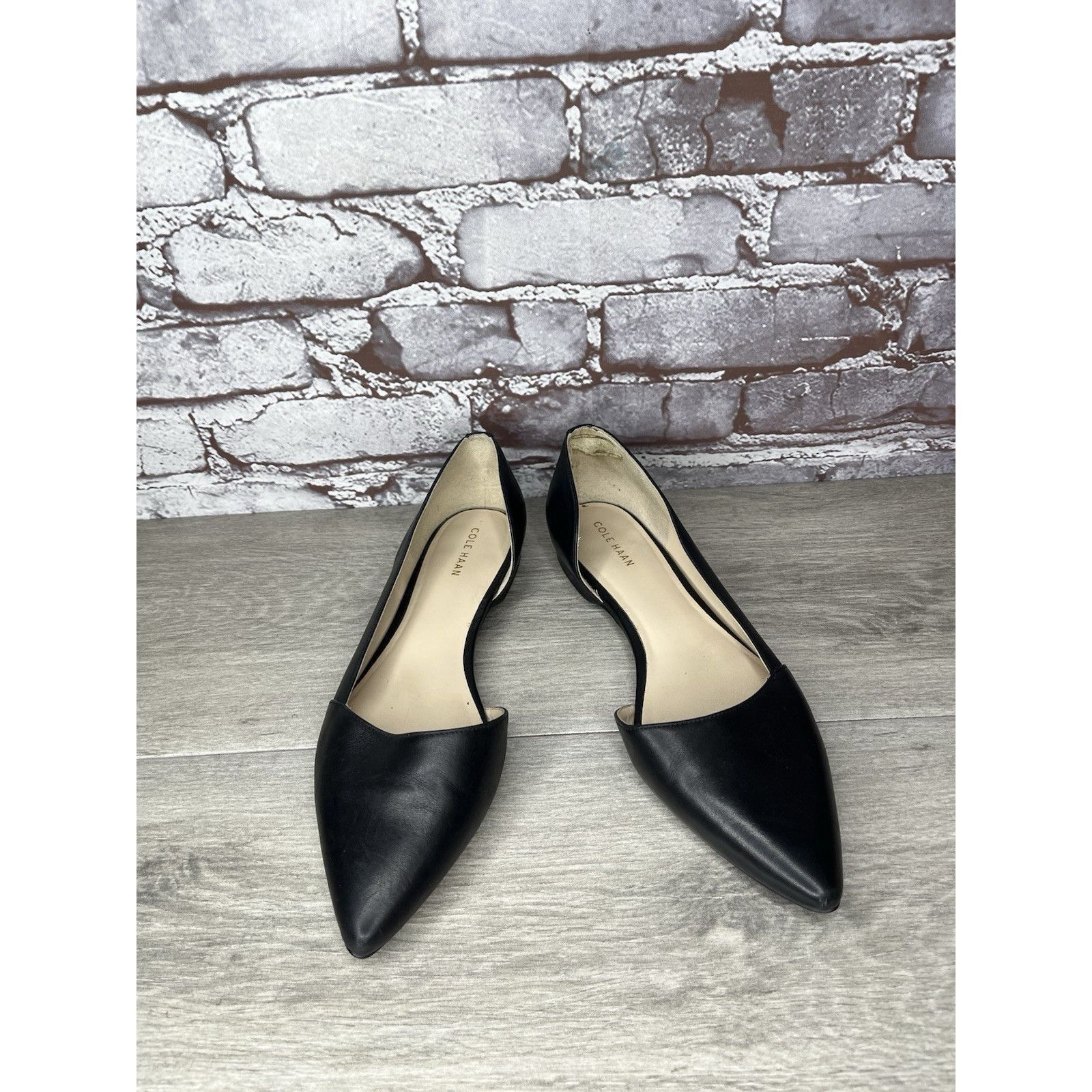 Cole Haan Cole Haan D’Orsay Black Leather Pointed Toe Slip On Flats Wo Size US 8 / IT 38 - 11 Thumbnail