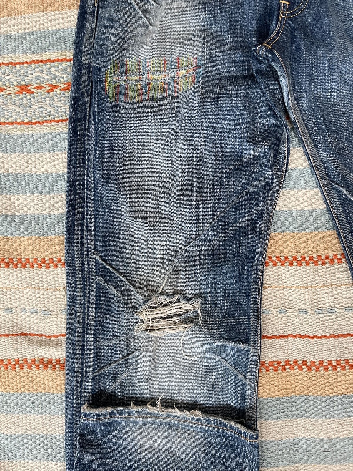 Edwin Vintage 90s🔥EDWIN✖️MURDER Squared🔥EMBROIDERY Distressed Denim Size US 38 / EU 54 - 9 Thumbnail