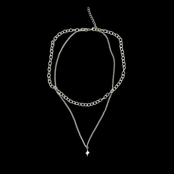 Jewelry Star Chain Necklace Punk Gothic Chrome Rock Size ONE SIZE - 7 Thumbnail