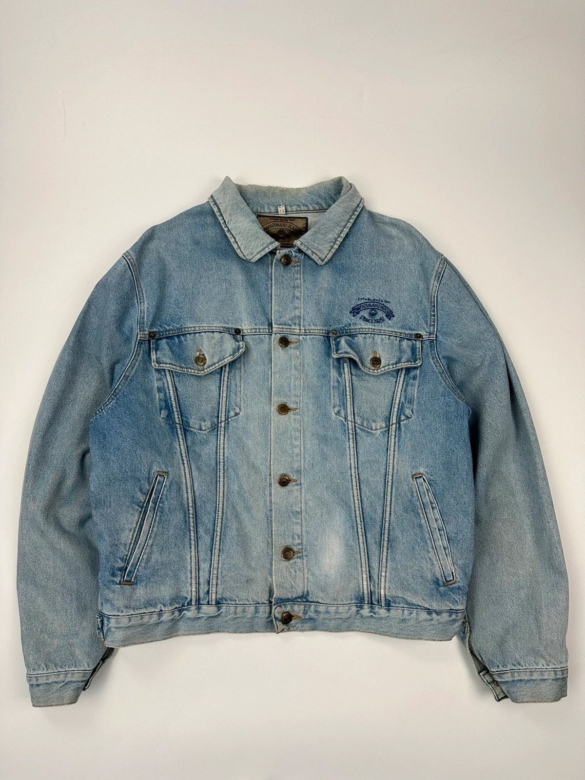 Armani Armani Jeans 90’s Wash Blue Denim Jacket Boxy Cut Size US L / EU 52-54 / 3 - 1 Thumbnail