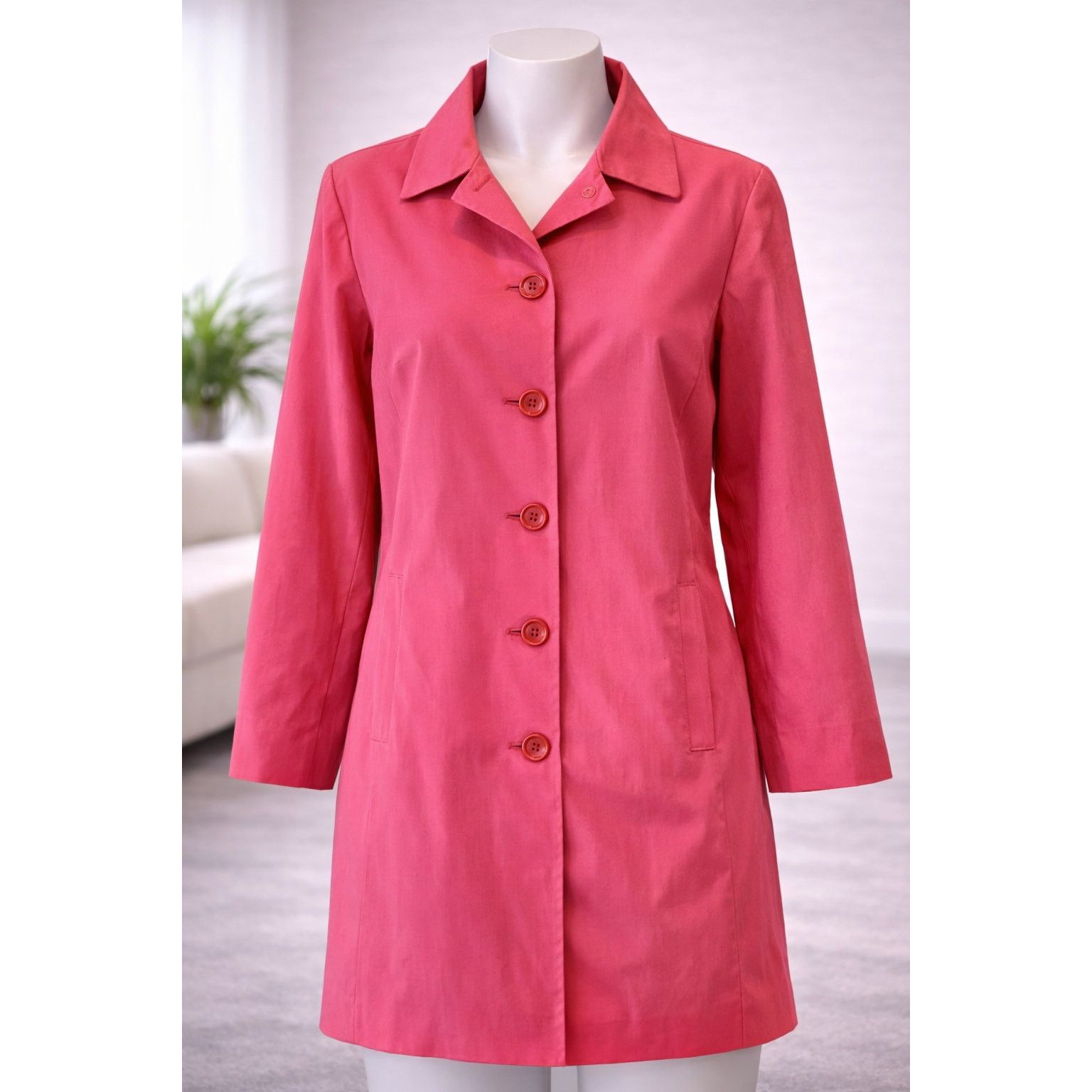 Ann Taylor Ann Taylor Petite Pink Button Lightweight Dress Coat Size S / US 4 / IT 40 - 1 Thumbnail