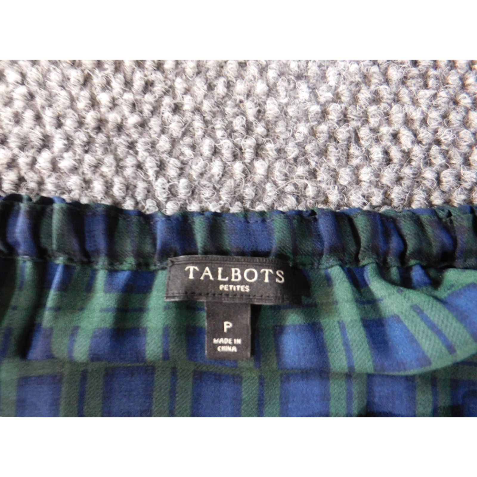 Talbots Talbots Blouse PS Petites Womens Green Plaid Top Pullover Crew Neck Polyester Long Sleeve Casual Stretch PS Petites Womens Blouse Size S / US 4 / IT 40 - 4 Thumbnail