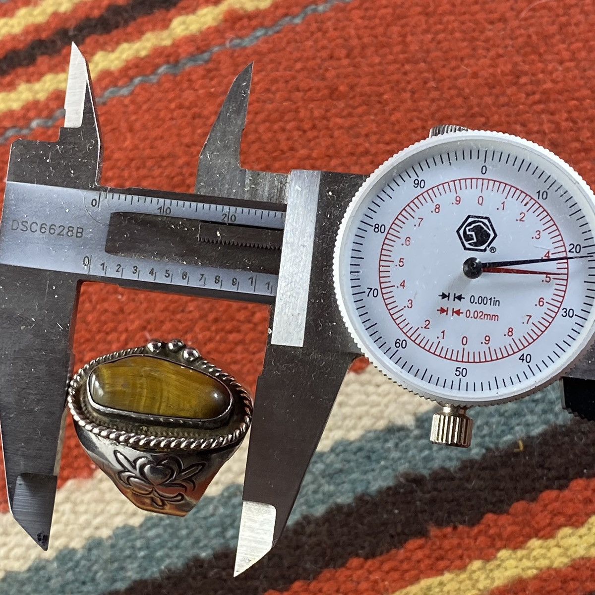 Kapital × Vintage Vtg 60s 70s Navajo Sterling Silver Tigers Eye Signet Ring Size ONE SIZE - 8 Thumbnail