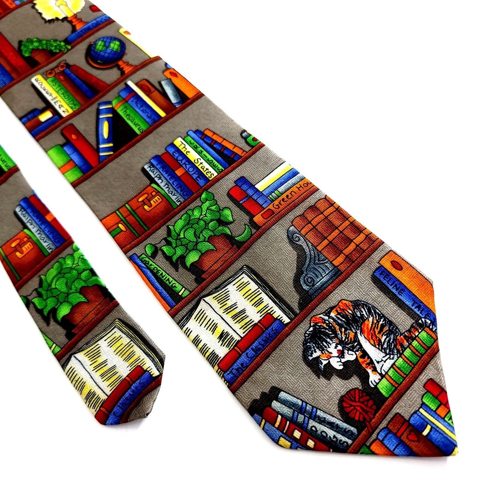 Ralph Marlin Ralph Marlin Books Beige Print Silk Tie Size ONE SIZE - 1 Thumbnail